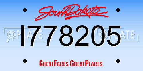 I778205 South Dakota License Plate