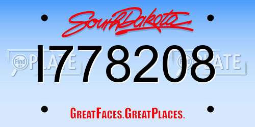 I778208 South Dakota License Plate