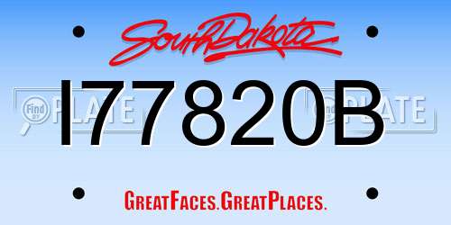 I77820B South Dakota License Plate