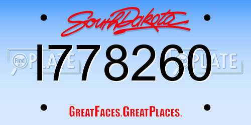 I778260 South Dakota License Plate
