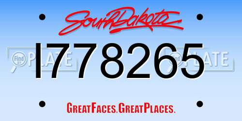 I778265 South Dakota License Plate