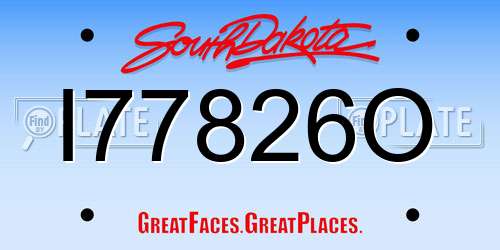I77826O South Dakota License Plate