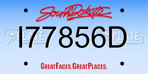 I77856D South Dakota License Plate