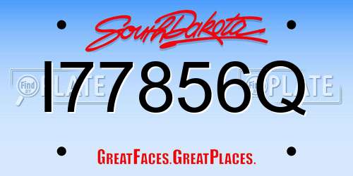 I77856Q South Dakota License Plate