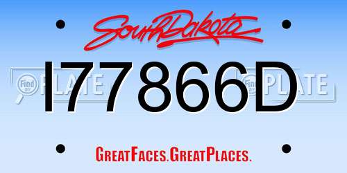 I77866D South Dakota License Plate