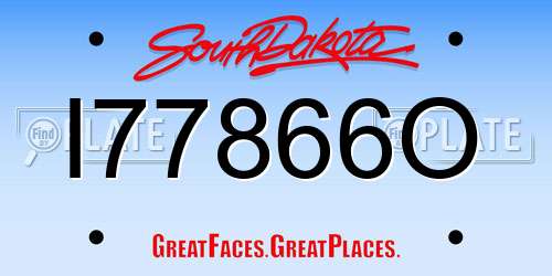 I77866O South Dakota License Plate