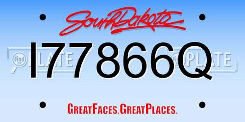 I77866Q South Dakota License Plate