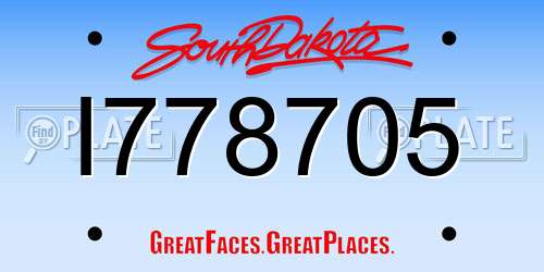 I778705 South Dakota License Plate