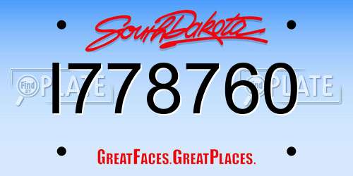 I778760 South Dakota License Plate