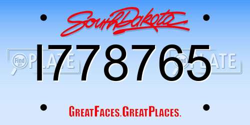 I778765 South Dakota License Plate