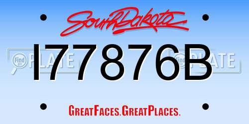 I77876B South Dakota License Plate