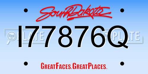 I77876Q South Dakota License Plate