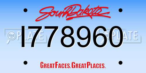 I778960 South Dakota License Plate