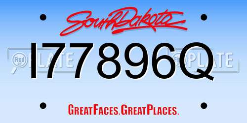 I77896Q South Dakota License Plate