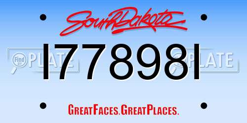 I77898I South Dakota License Plate