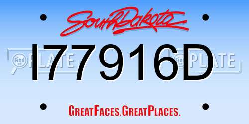 I77916D South Dakota License Plate