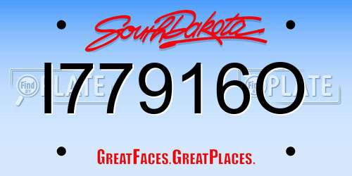 I77916O South Dakota License Plate
