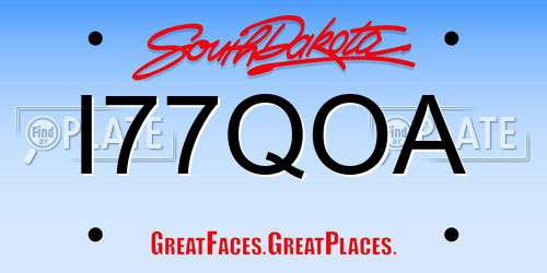 I77QOA South Dakota License Plate