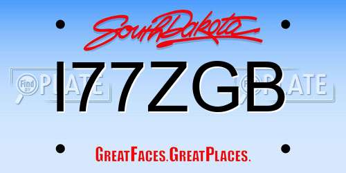 I77ZGB South Dakota License Plate