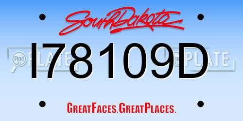 I78109D South Dakota License Plate