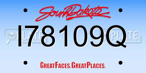 I78109Q South Dakota License Plate