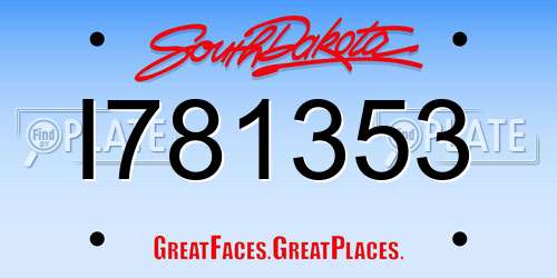 I781353 South Dakota License Plate