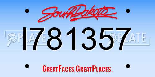 I781357 South Dakota License Plate