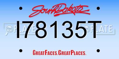 I78135T South Dakota License Plate