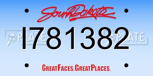 I781382 South Dakota License Plate