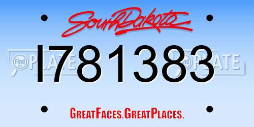 I781383 South Dakota License Plate