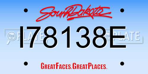 I78138E South Dakota License Plate