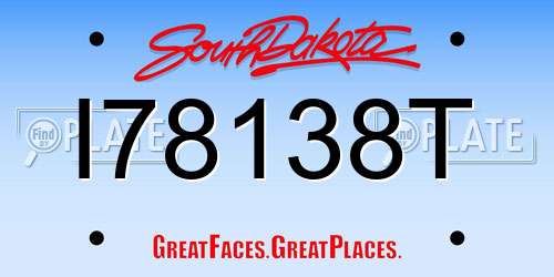 I78138T South Dakota License Plate