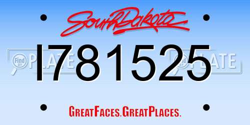 I781525 South Dakota License Plate
