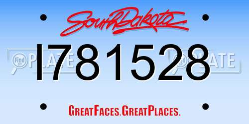 I781528 South Dakota License Plate