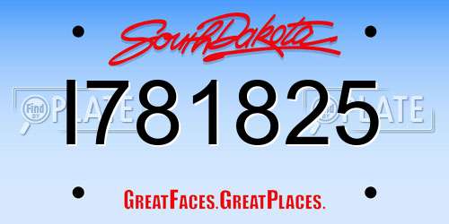 I781825 South Dakota License Plate