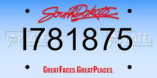 I781875 South Dakota License Plate
