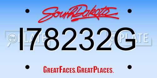 I78232G South Dakota License Plate
