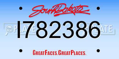 I782386 South Dakota License Plate