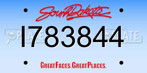 I783844 South Dakota License Plate