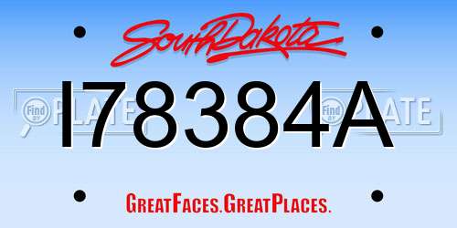 I78384A South Dakota License Plate