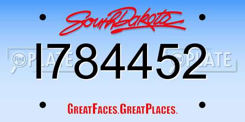 I784452 South Dakota License Plate