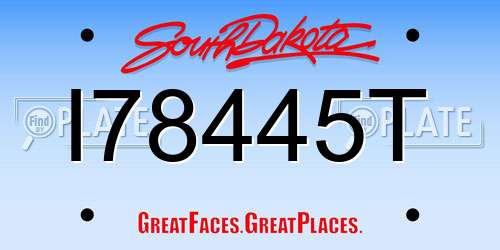 I78445T South Dakota License Plate