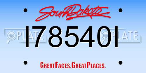 I78540I South Dakota License Plate
