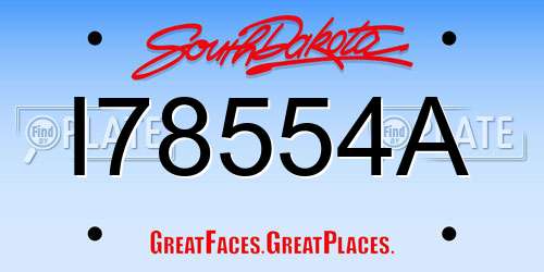 I78554A South Dakota License Plate