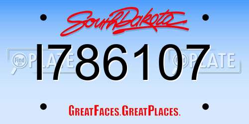 I786107 South Dakota License Plate