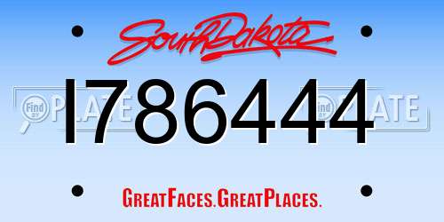 I786444 South Dakota License Plate