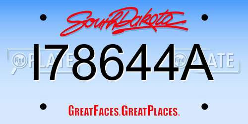 I78644A South Dakota License Plate