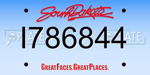 I786844 South Dakota License Plate