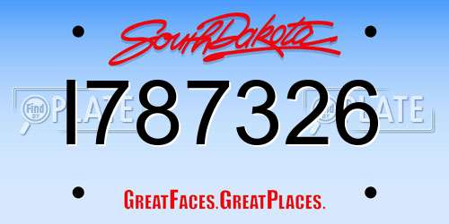 I787326 South Dakota License Plate