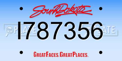 I787356 South Dakota License Plate